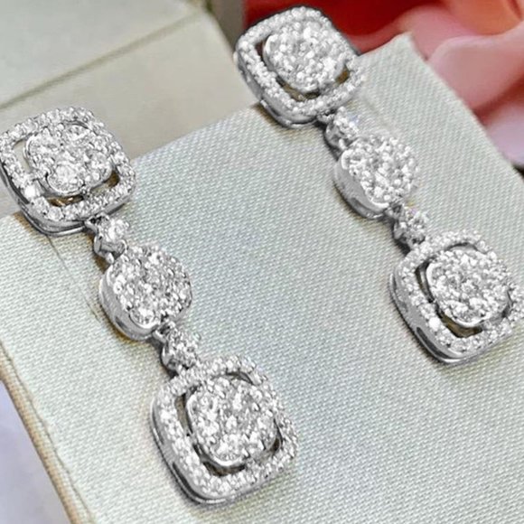 Jewelry - "Luxury CZ Trendy Full Crystal Long Drop Dangle Earrings, GPMB1738
